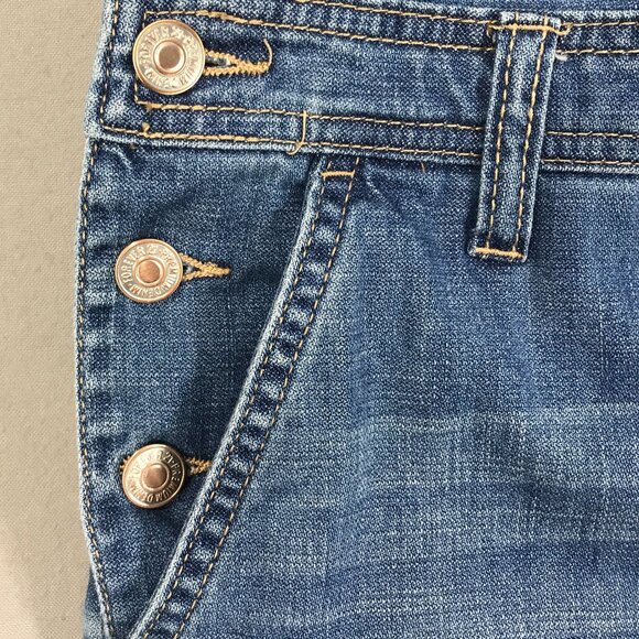 Forever 21 Overalls Womens 28 Blue Denim Jeans Distressed Straight Button Pocket - Picture 12 of 16